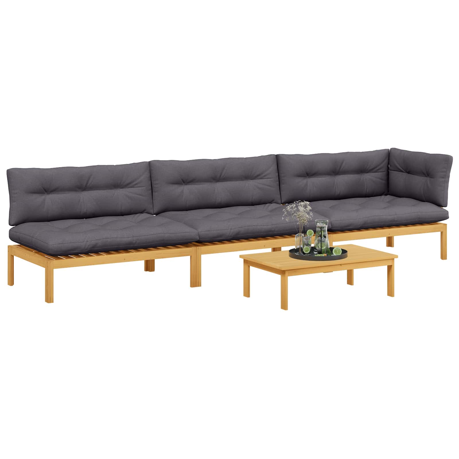 4 Stuk Garden Pallet Sofa Units Massief Acaciahout Licht Bruin image 3