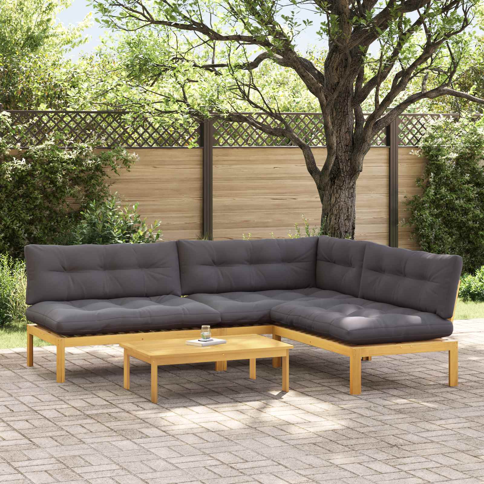 4 Stuk Garden Pallet Sofa Units Massief Acaciahout Licht Bruin image 1
