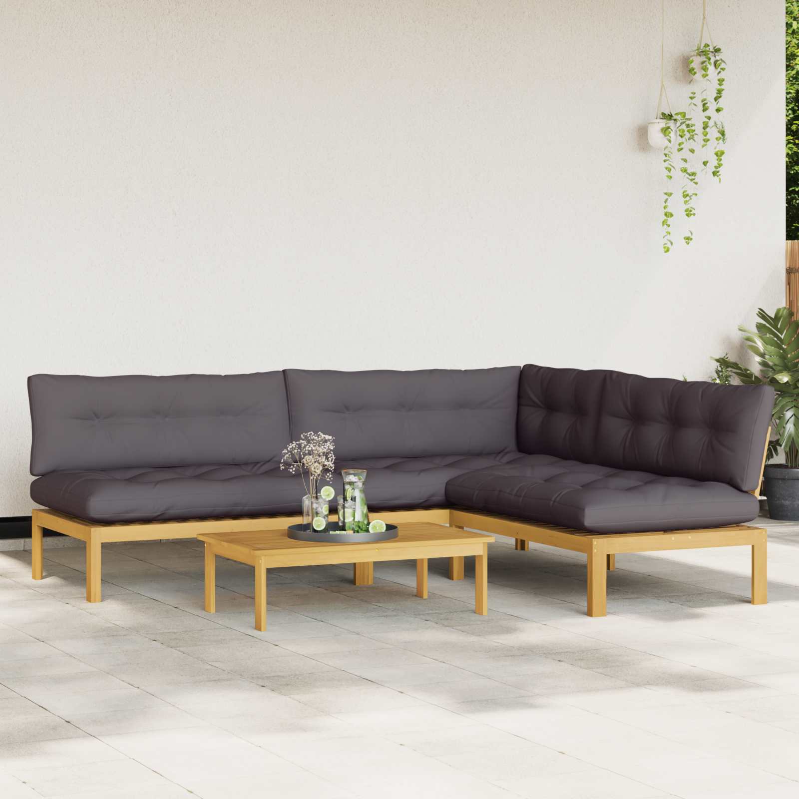 4 Stuk Garden Pallet Sofa Units Massief Acaciahout Licht Bruin image 4