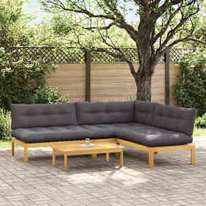 4 Kos Enote vrtne pallet sedeža Masiven les akacije