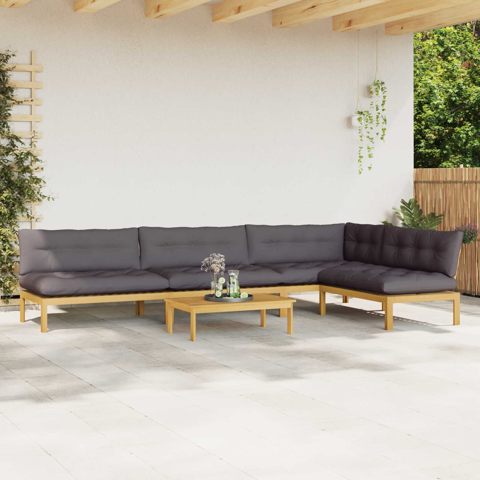 5 Stuk Garden Pallet Sofa Units Massief Acaciahout Licht Bruin image 4