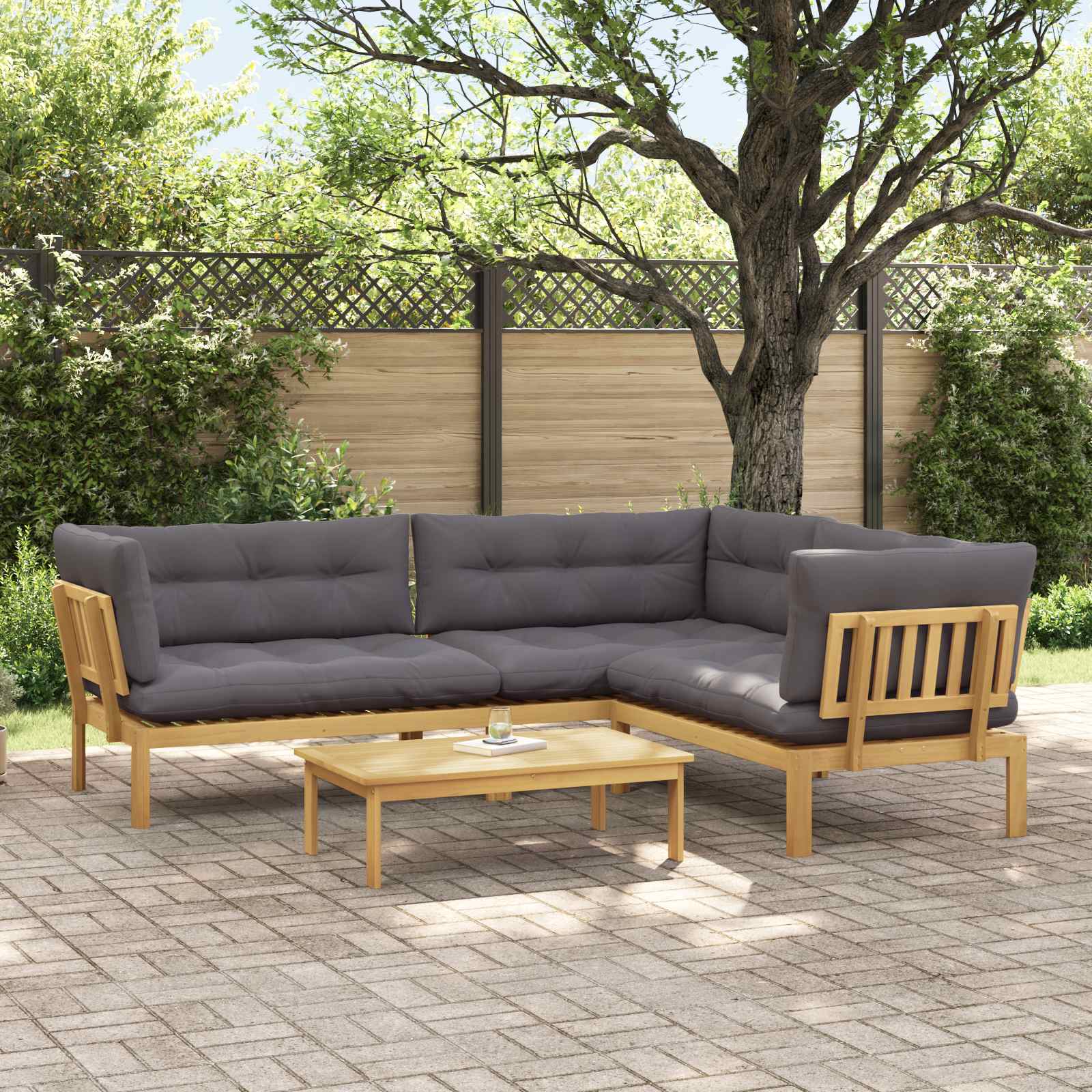 4 Stuk Garden Pallet Sofa Units Massief Acaciahout Licht Bruin image 1