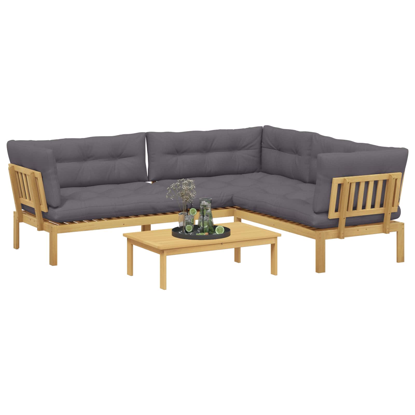 4 Stuk Garden Pallet Sofa Units Massief Acaciahout Licht Bruin image 3