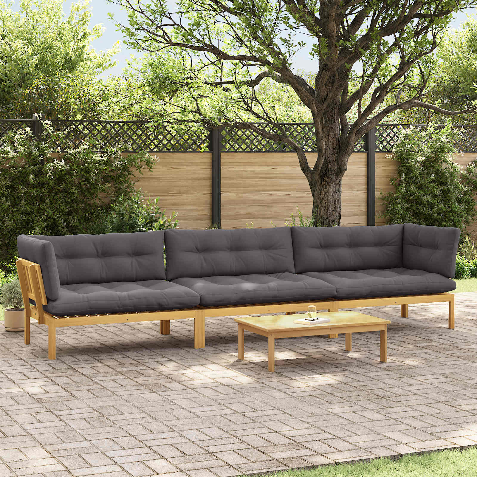 4 Stuk Garden Pallet Sofa Units Massief Acaciahout Licht Bruin image 1