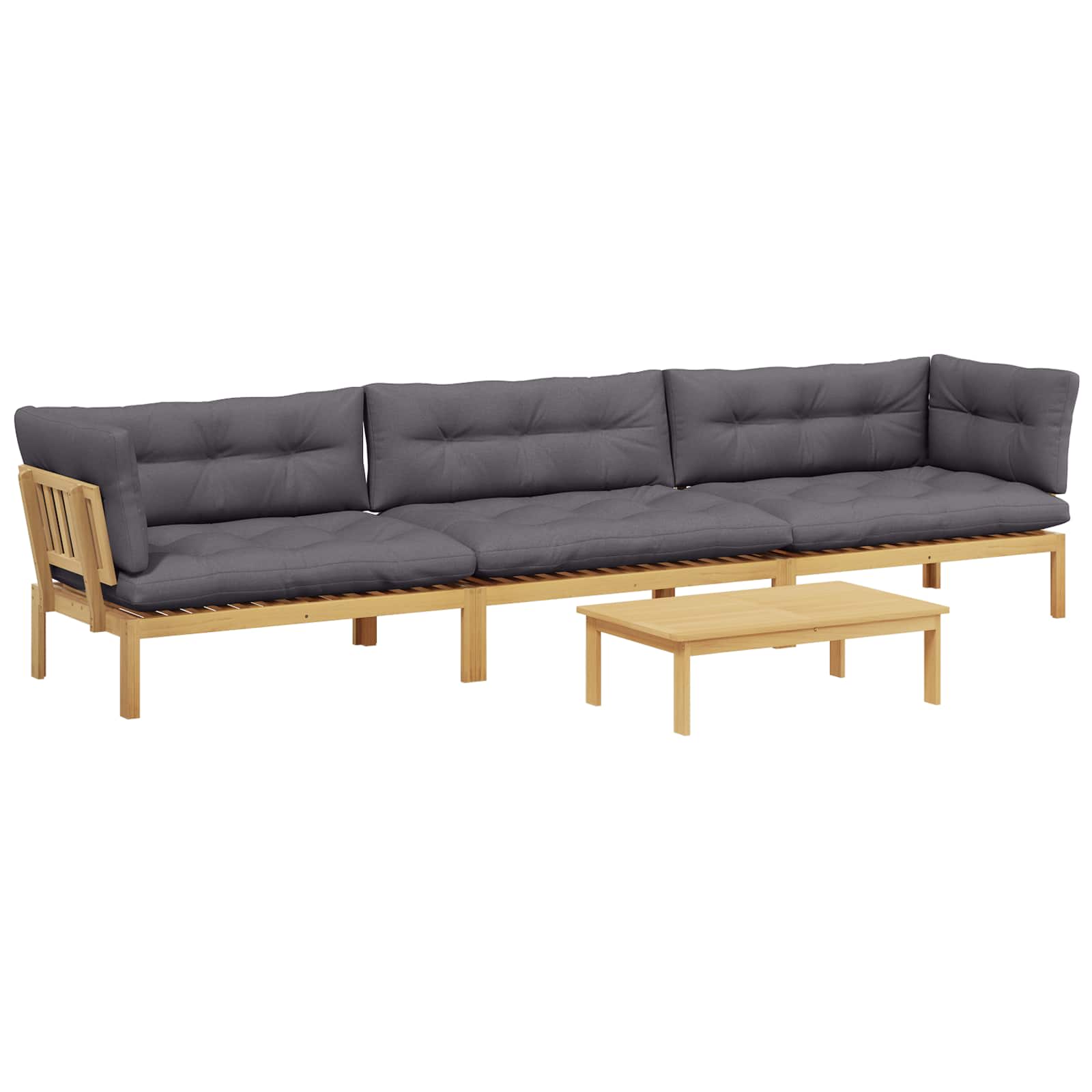 4 Stuk Garden Pallet Sofa Units Massief Acaciahout Licht Bruin image 2
