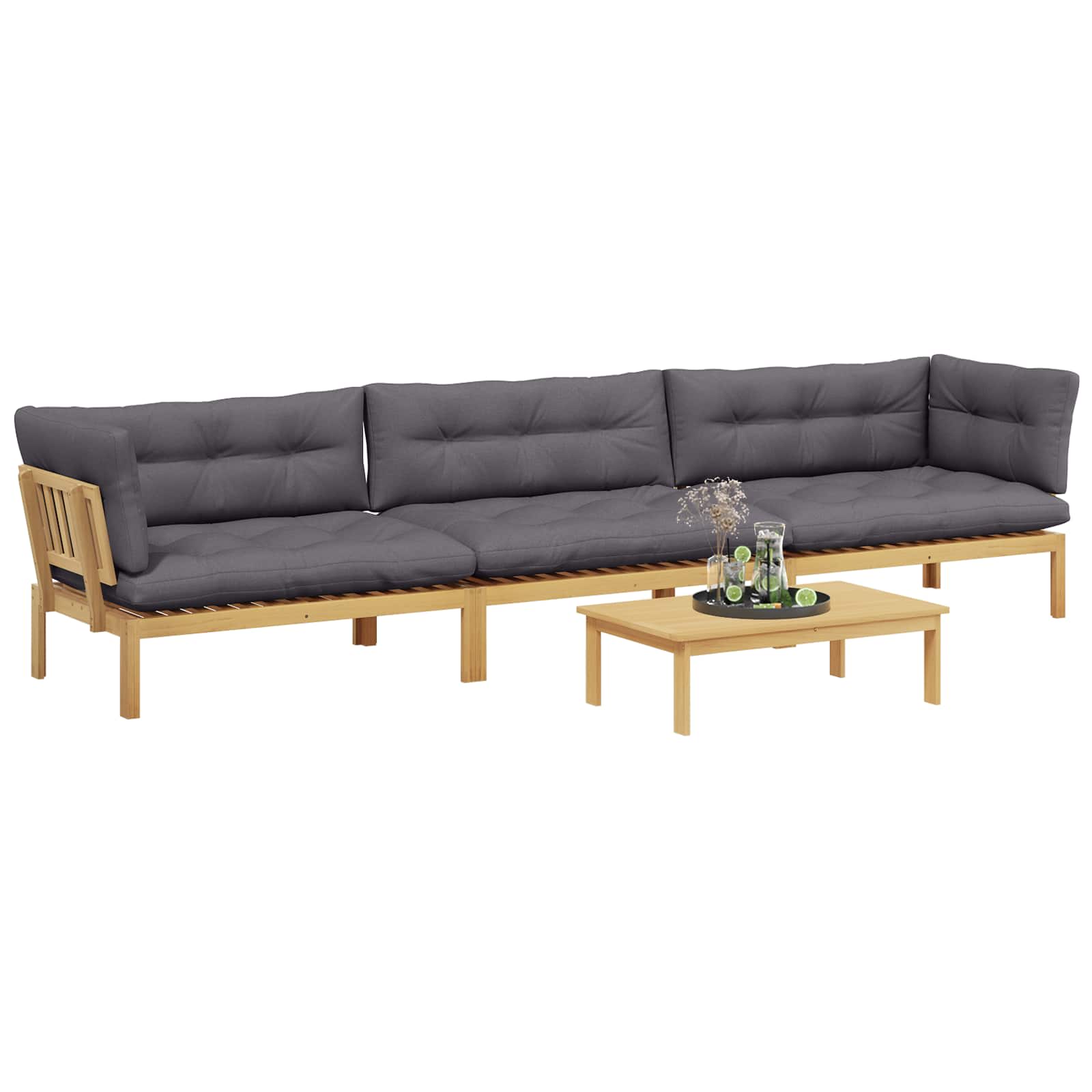 4 Stuk Garden Pallet Sofa Units Massief Acaciahout Licht Bruin image 3