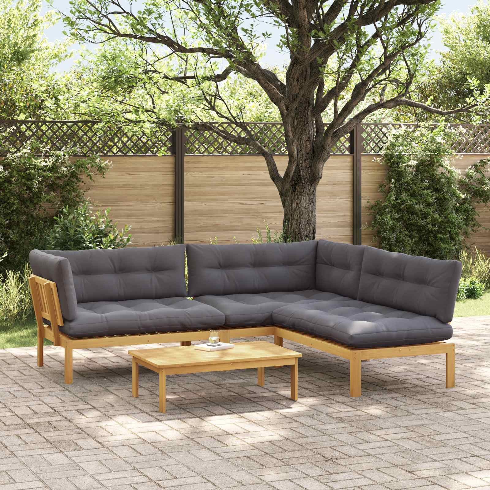 4 Stuk Garden Pallet Sofa Units Massief Acaciahout Licht Bruin image 1