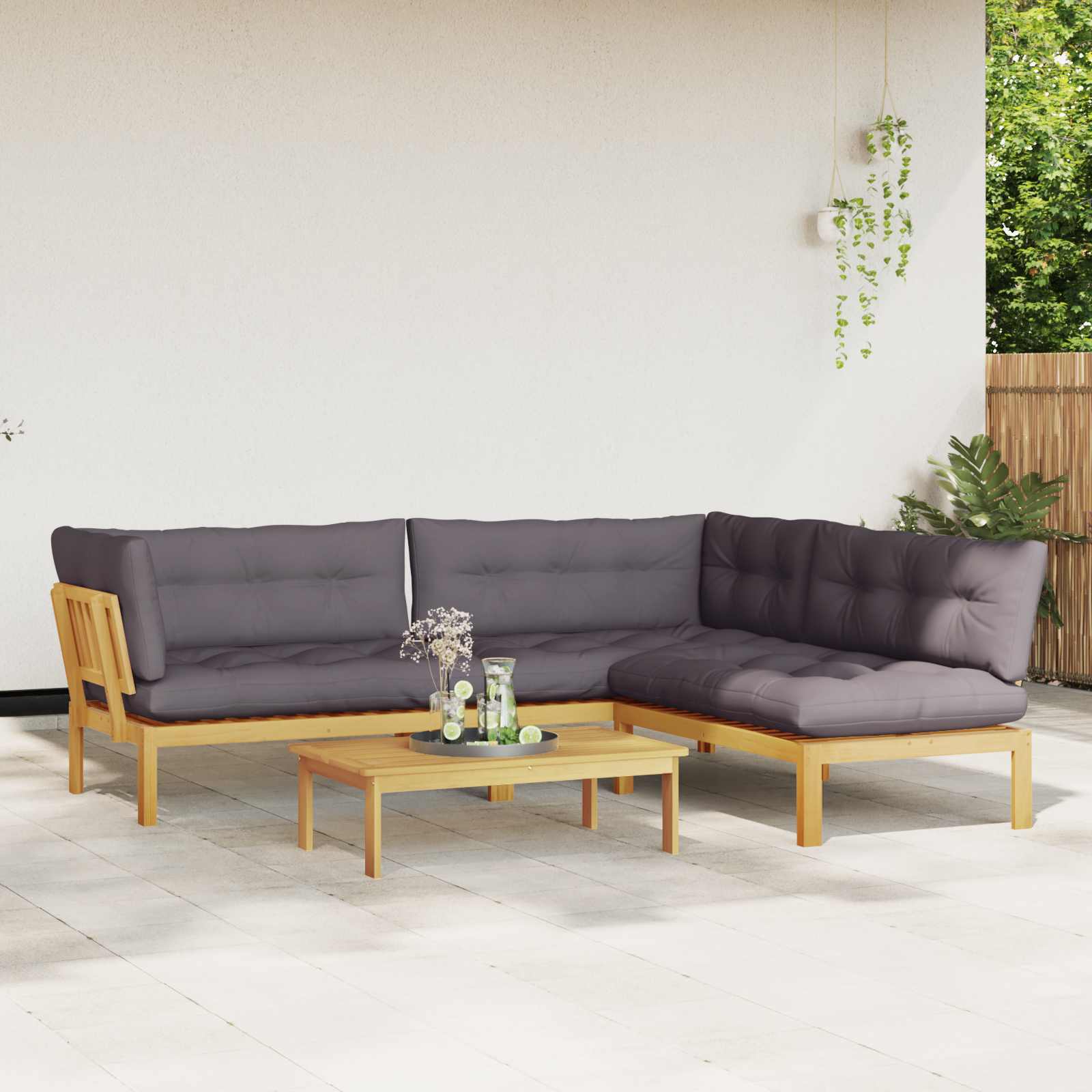 4 Stuk Garden Pallet Sofa Units Massief Acaciahout Licht Bruin image 4