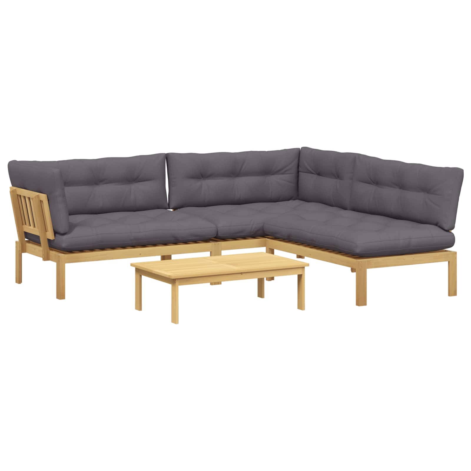 4 Stuk Garden Pallet Sofa Units Massief Acaciahout Licht Bruin image 2