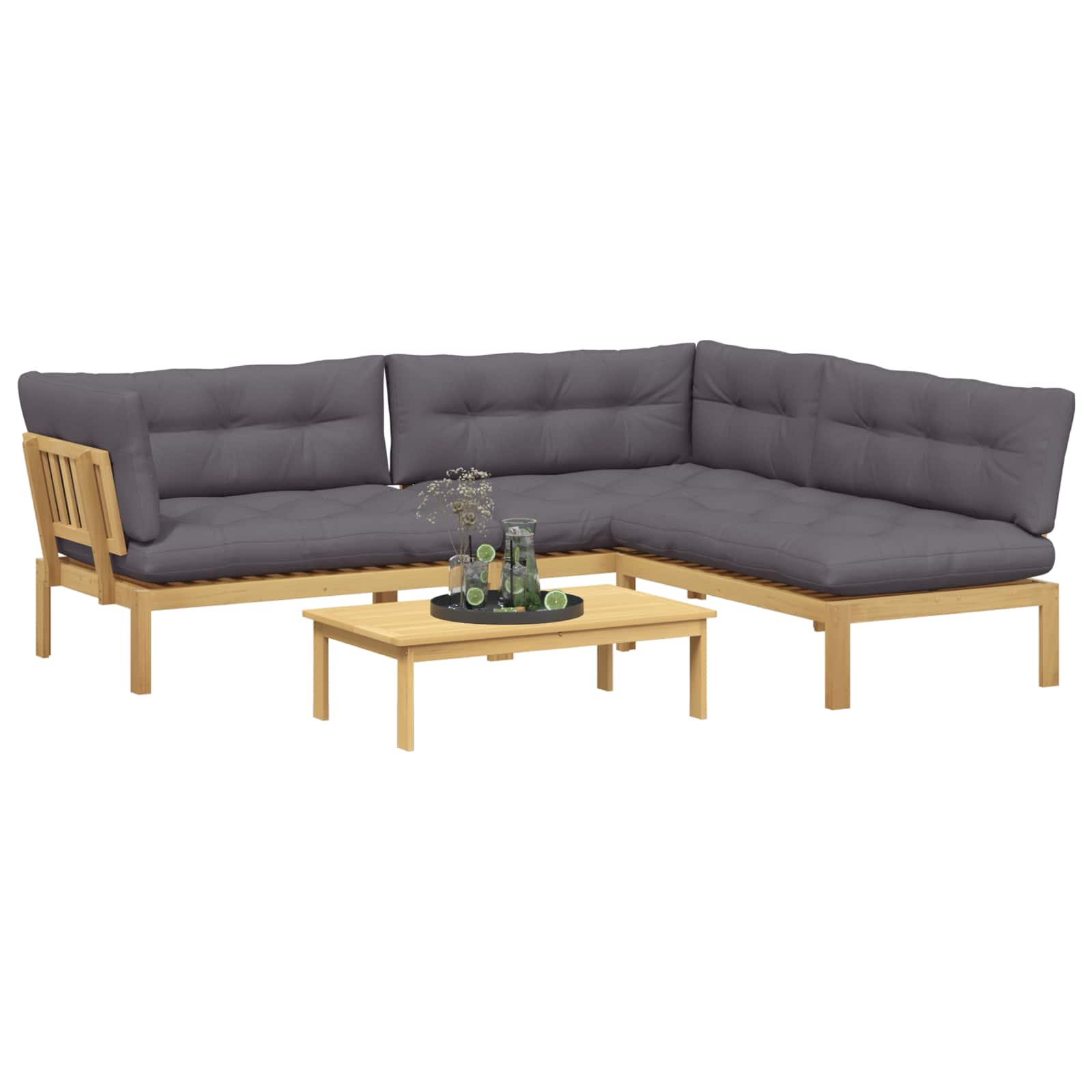 4 Stuk Garden Pallet Sofa Units Massief Acaciahout Licht Bruin image 3