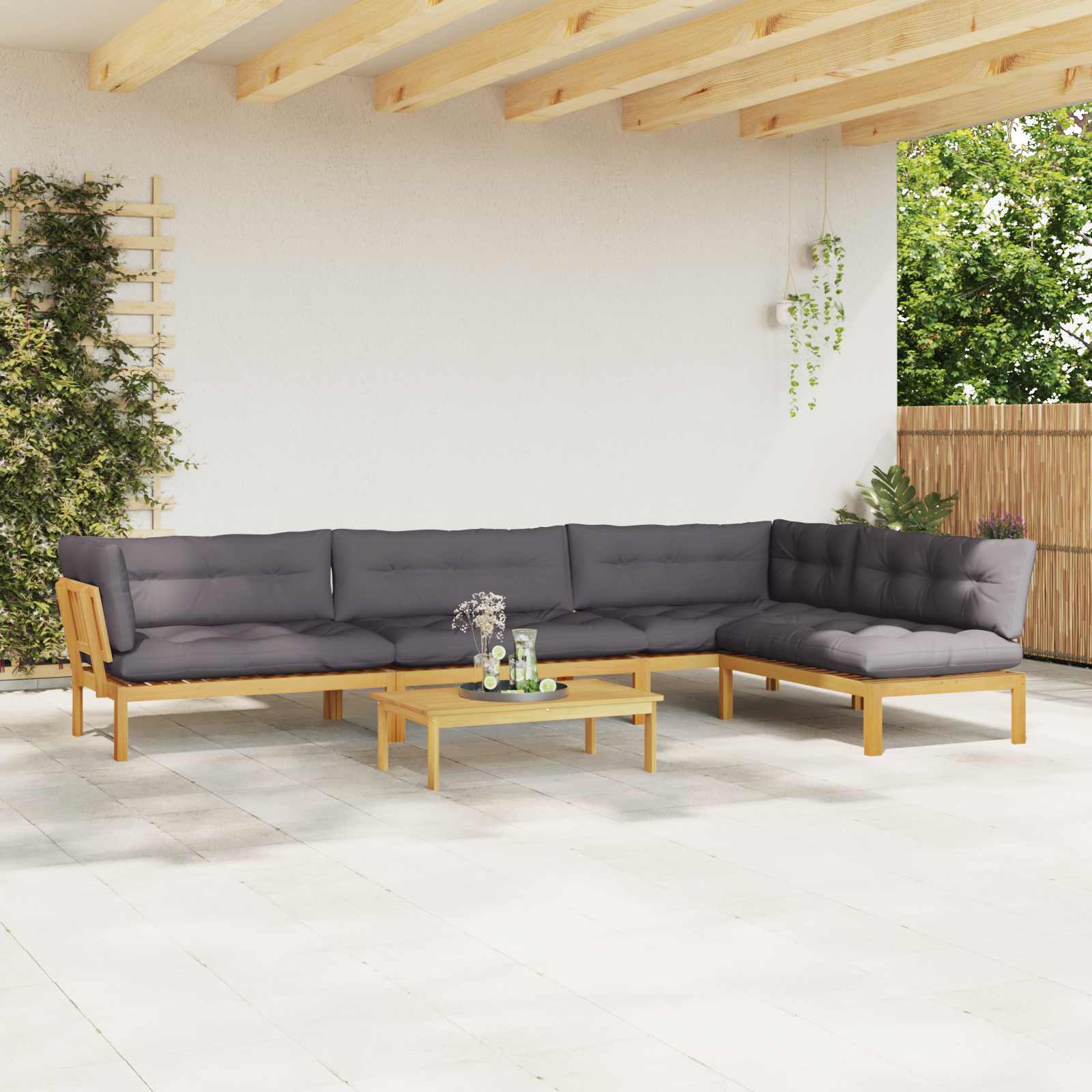 5 Stuk Garden Pallet Sofa Units Massief Acaciahout Licht Bruin image 4