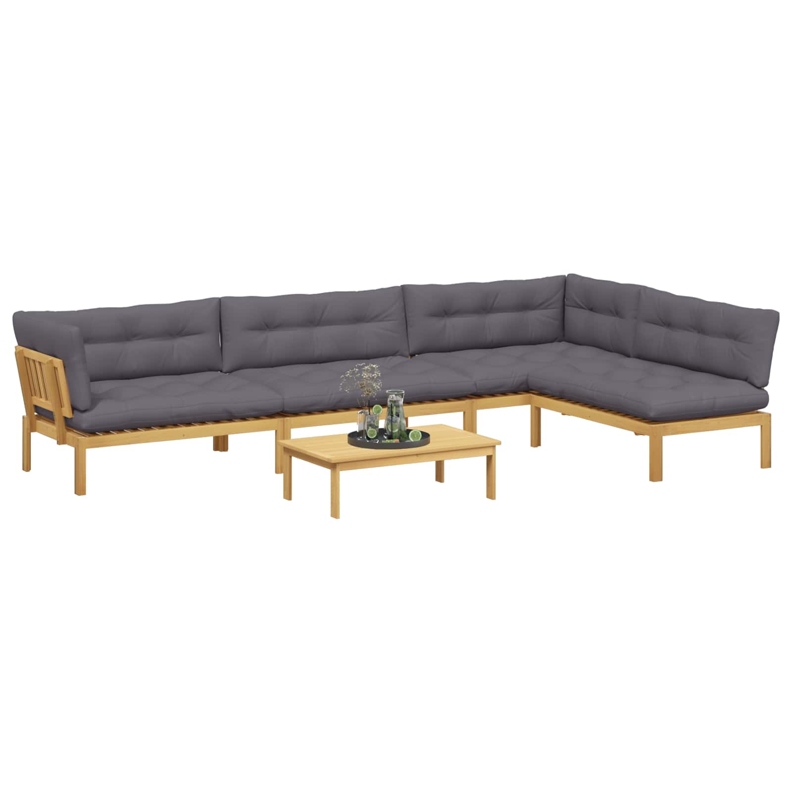 5 Stuk Garden Pallet Sofa Units Massief Acaciahout Licht Bruin image 3