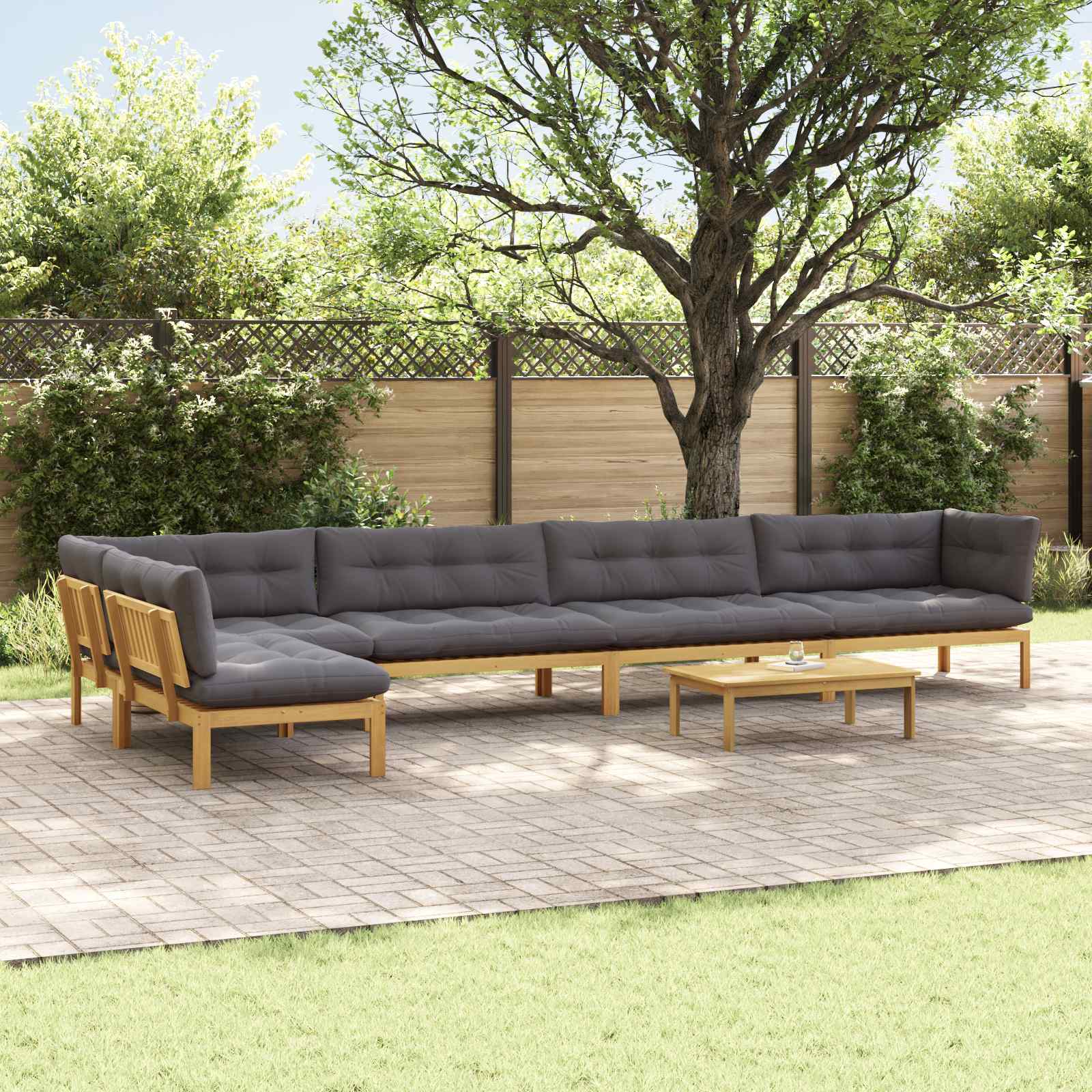 6 Stuk Garden Pallet Sofa Units Massief Acaciahout Licht Bruin image 1