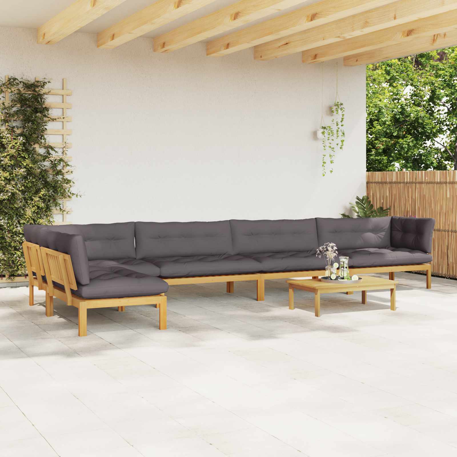6 Stuk Garden Pallet Sofa Units Massief Acaciahout Licht Bruin image 4