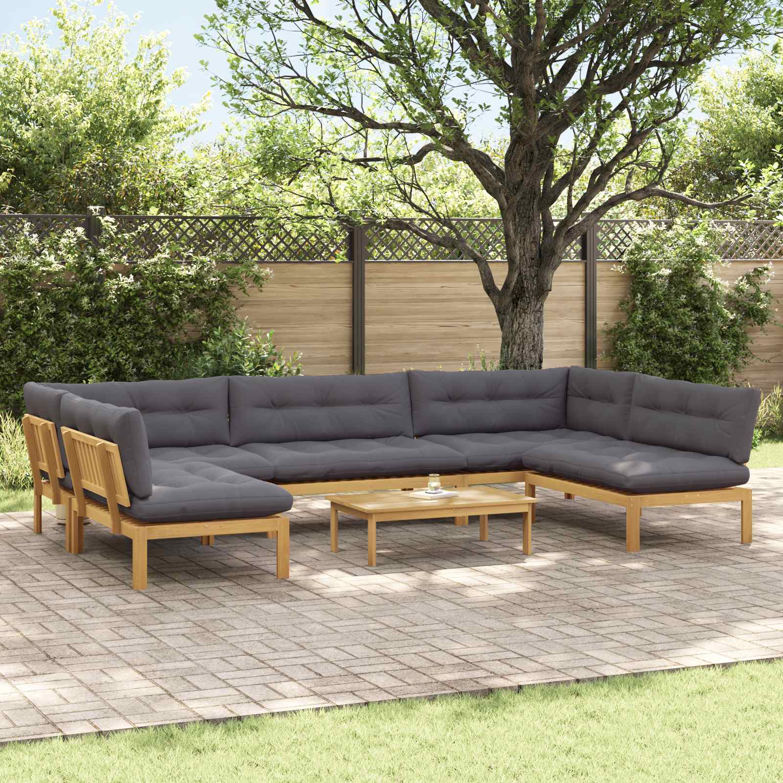 6 Stuk Garden Pallet Sofa Units Massief Acaciahout Licht Bruin image 1