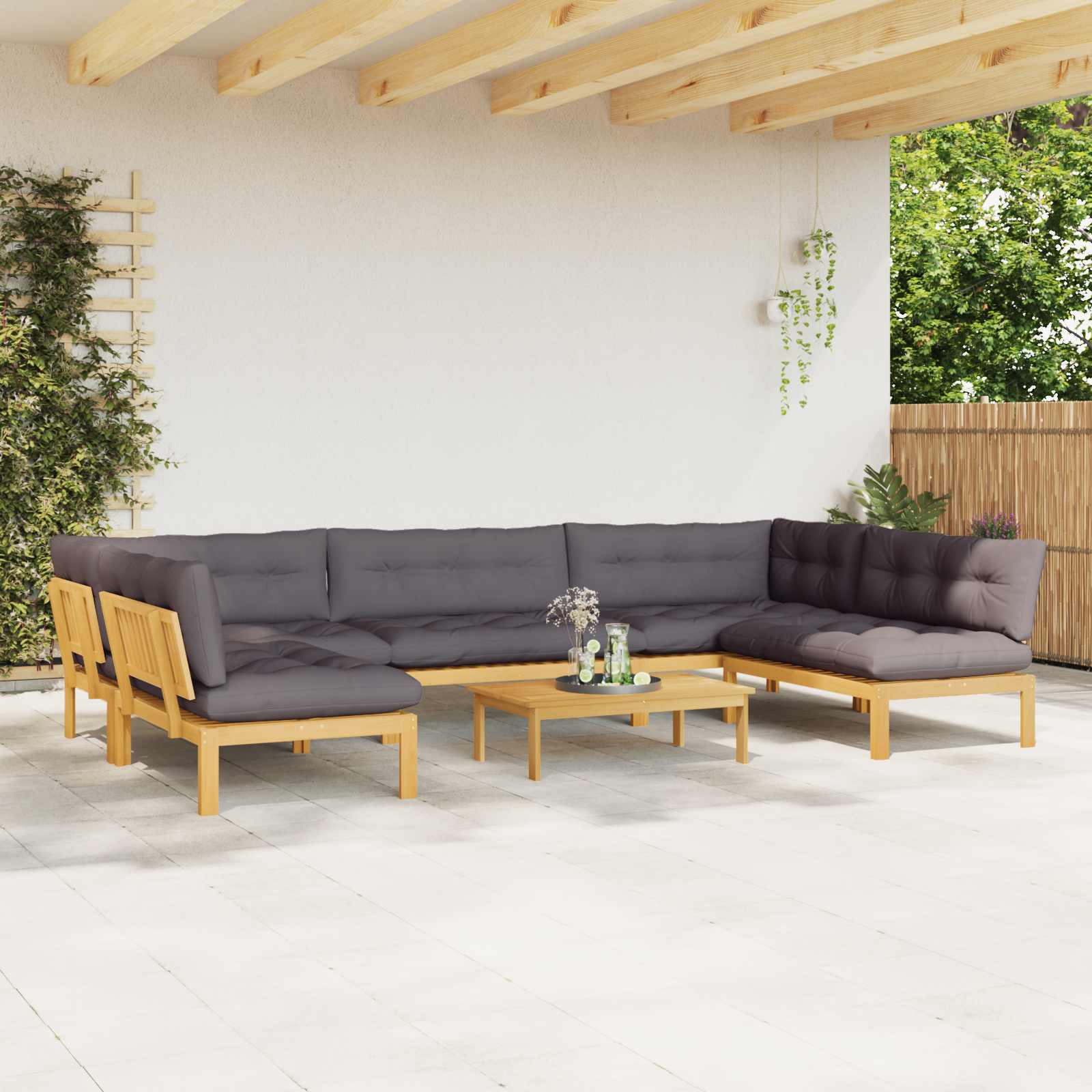 6 Stuk Garden Pallet Sofa Units Massief Acaciahout Licht Bruin image 4