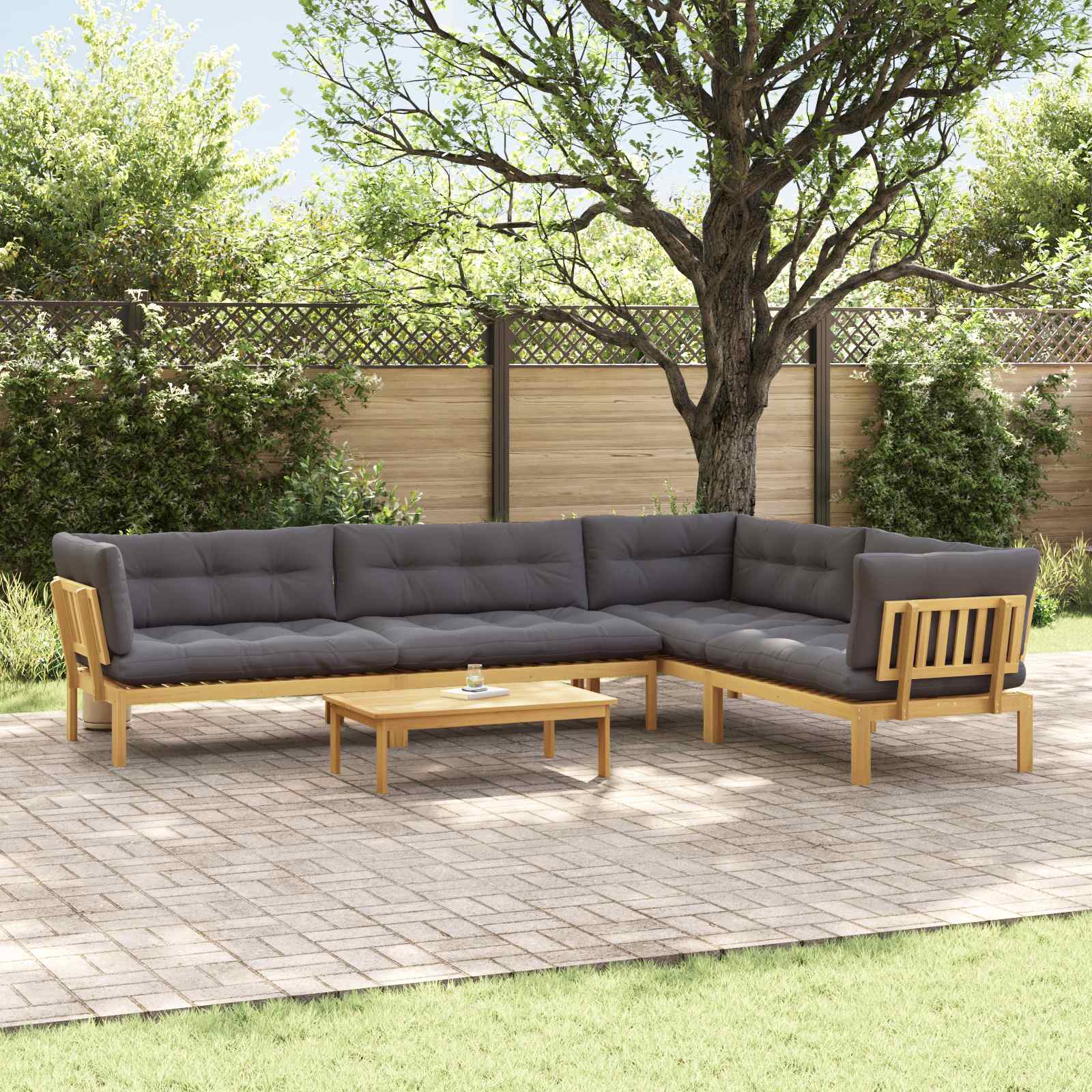 5 Stuk Garden Pallet Sofa Units Massief Acaciahout Licht Bruin image 1