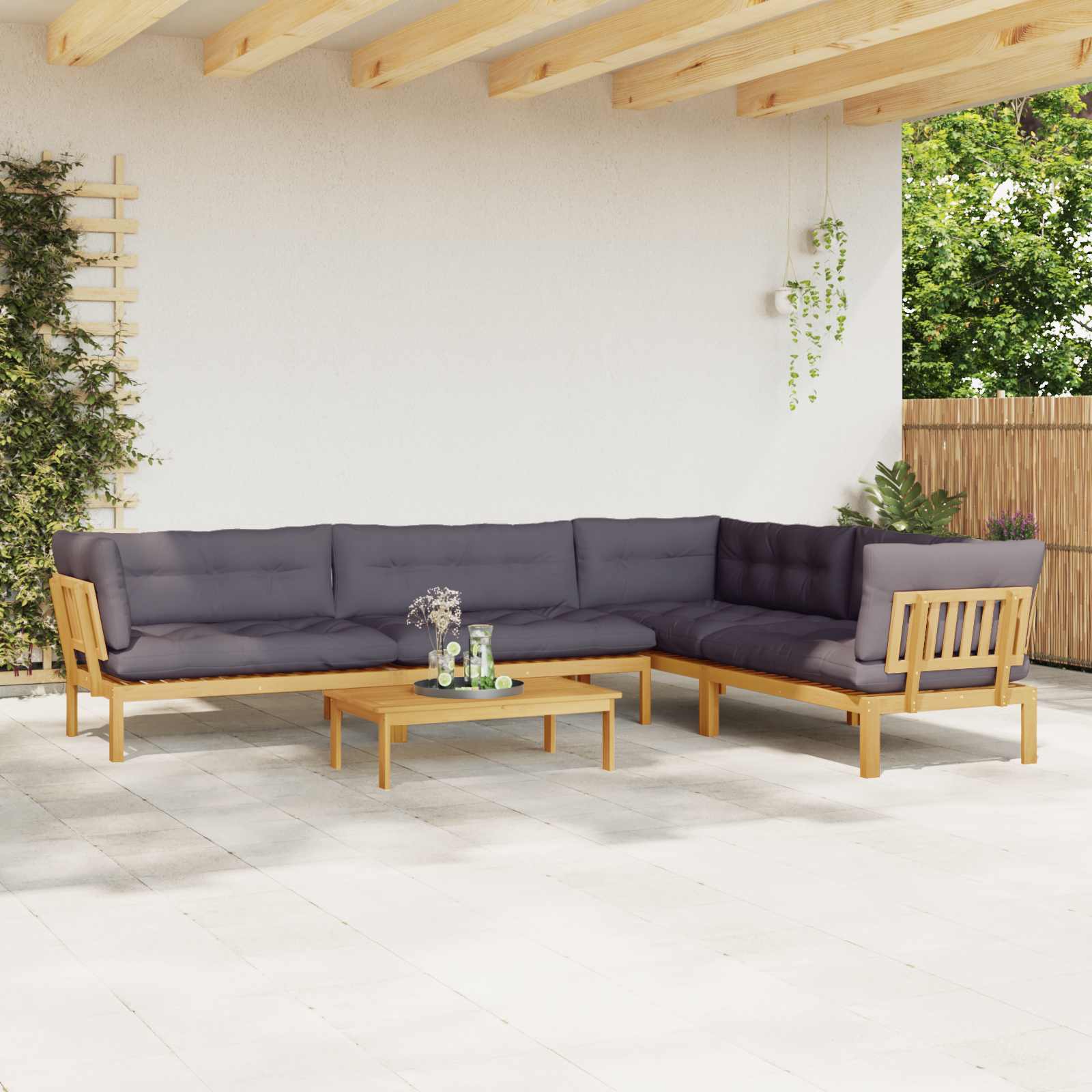 5 Stuk Garden Pallet Sofa Units Massief Acaciahout Licht Bruin image 4