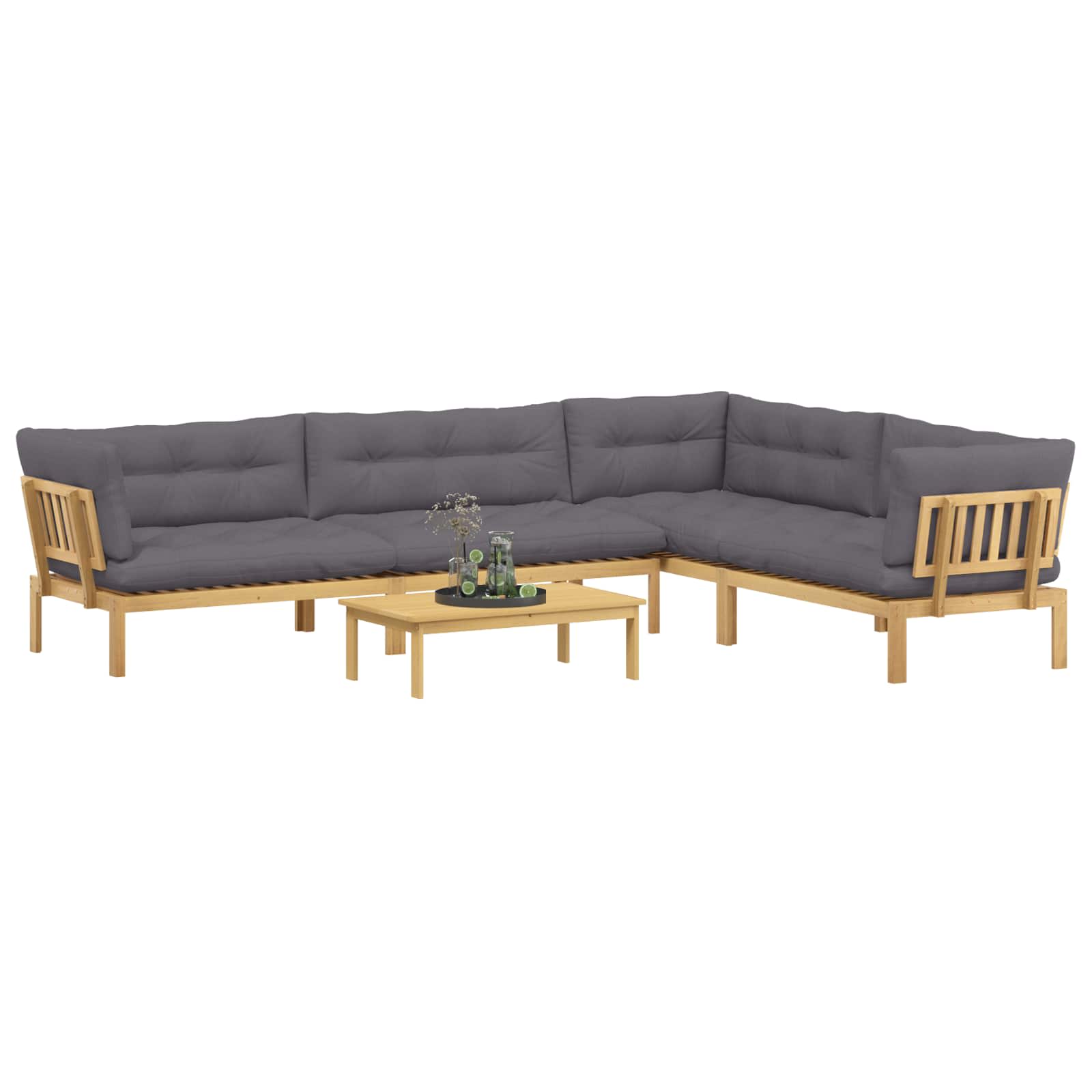 5 Stuk Garden Pallet Sofa Units Massief Acaciahout Licht Bruin image 3