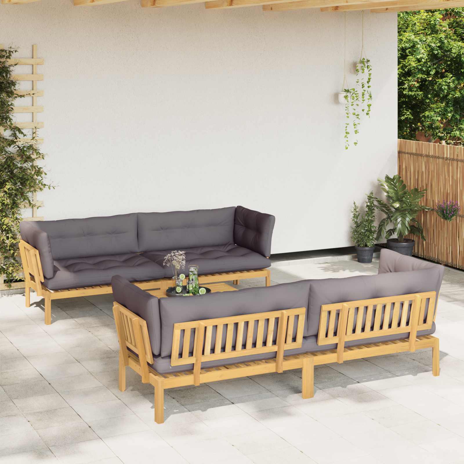5 Stuk Garden Pallet Sofa Units Massief Acaciahout Licht Bruin image 4