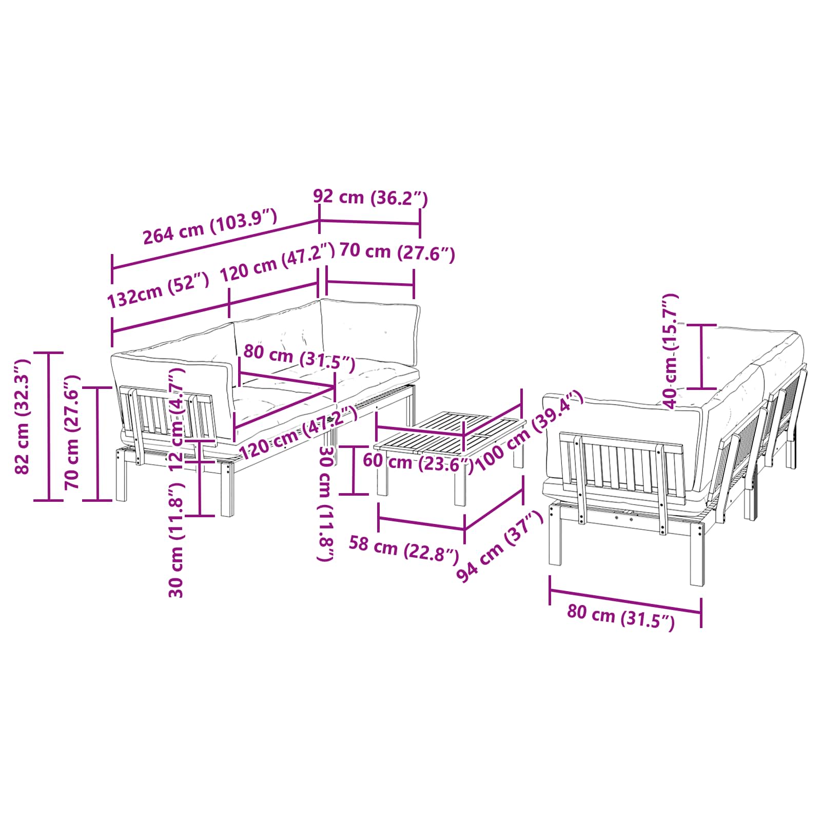 5 Stuk Garden Pallet Sofa Units Massief Acaciahout Licht Bruin image 12