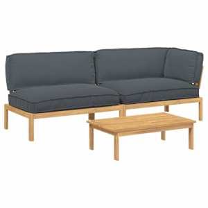 Set pohovek s polštářem 3 pcs Antracit Masivní akátové dřevo - obrázek 2