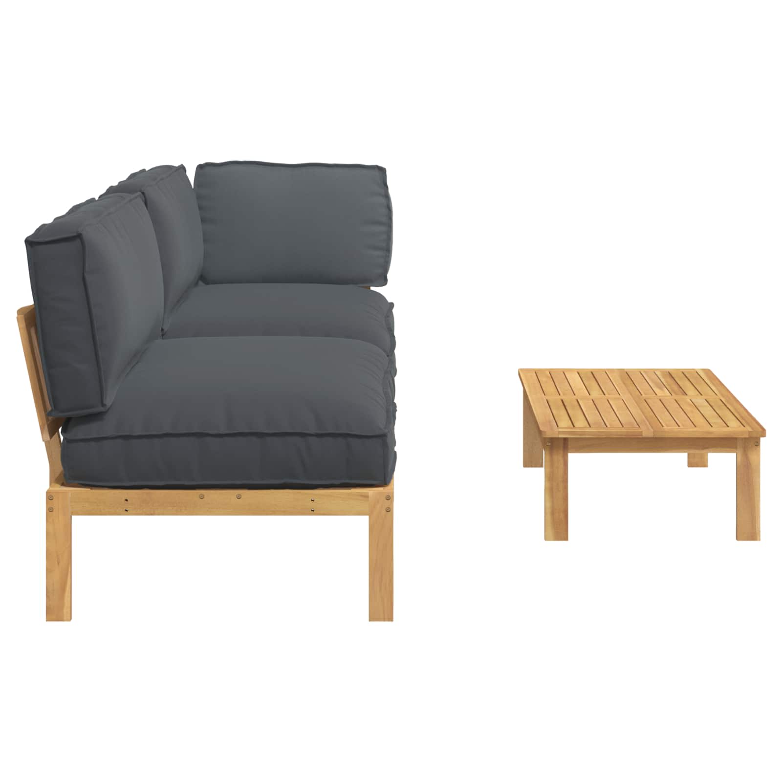 Bankstel met kussen Effen 3 pcs Antraciet Massief Acaciahout image 11