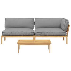 Set pohovek s polštářem 3 pcs Šedá Masivní akátové dřevo - obrázek 10