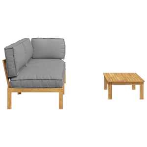 Set pohovek s polštářem 3 pcs Šedá Masivní akátové dřevo - obrázek 11