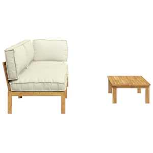 Set pohovek s polštářem 3 pcs Krémová Masivní akátové dřevo - obrázek 11
