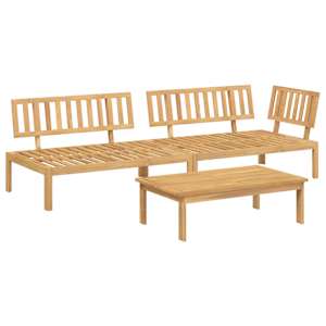 Set pohovek s polštářem 3 pcs Béžová Masivní akátové dřevo - obrázek 3