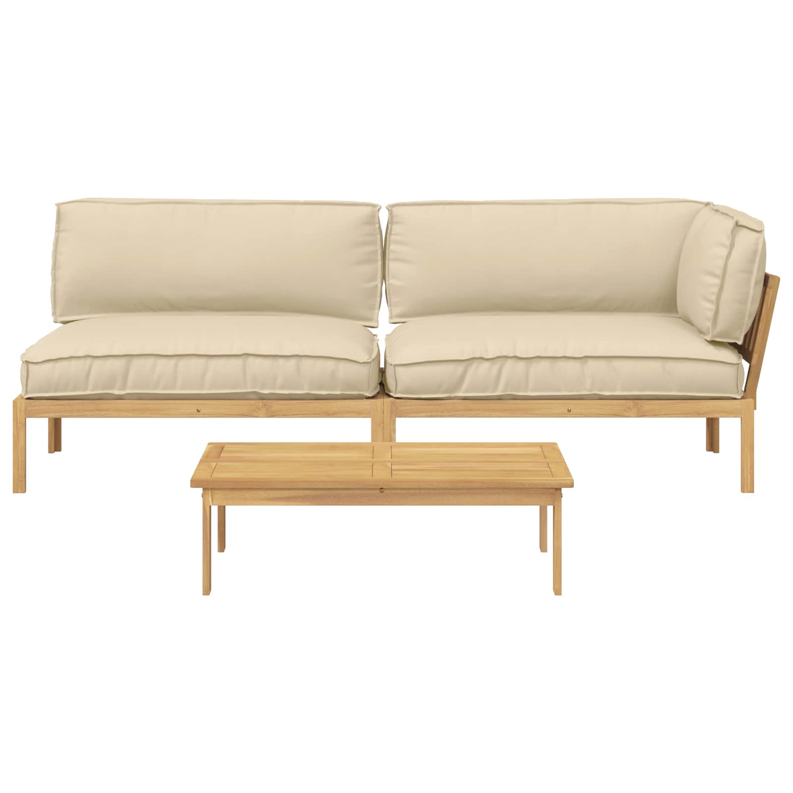 Bankstel met kussen Effen 3 pcs Beige Massief Acaciahout image 10