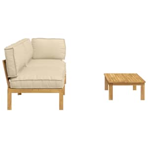 Set pohovek s polštářem 3 pcs Béžová Masivní akátové dřevo - obrázek 11