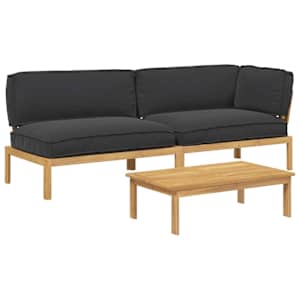 Set pohovek s polštářem 3 pcs Černá Masivní akátové dřevo - obrázek 2