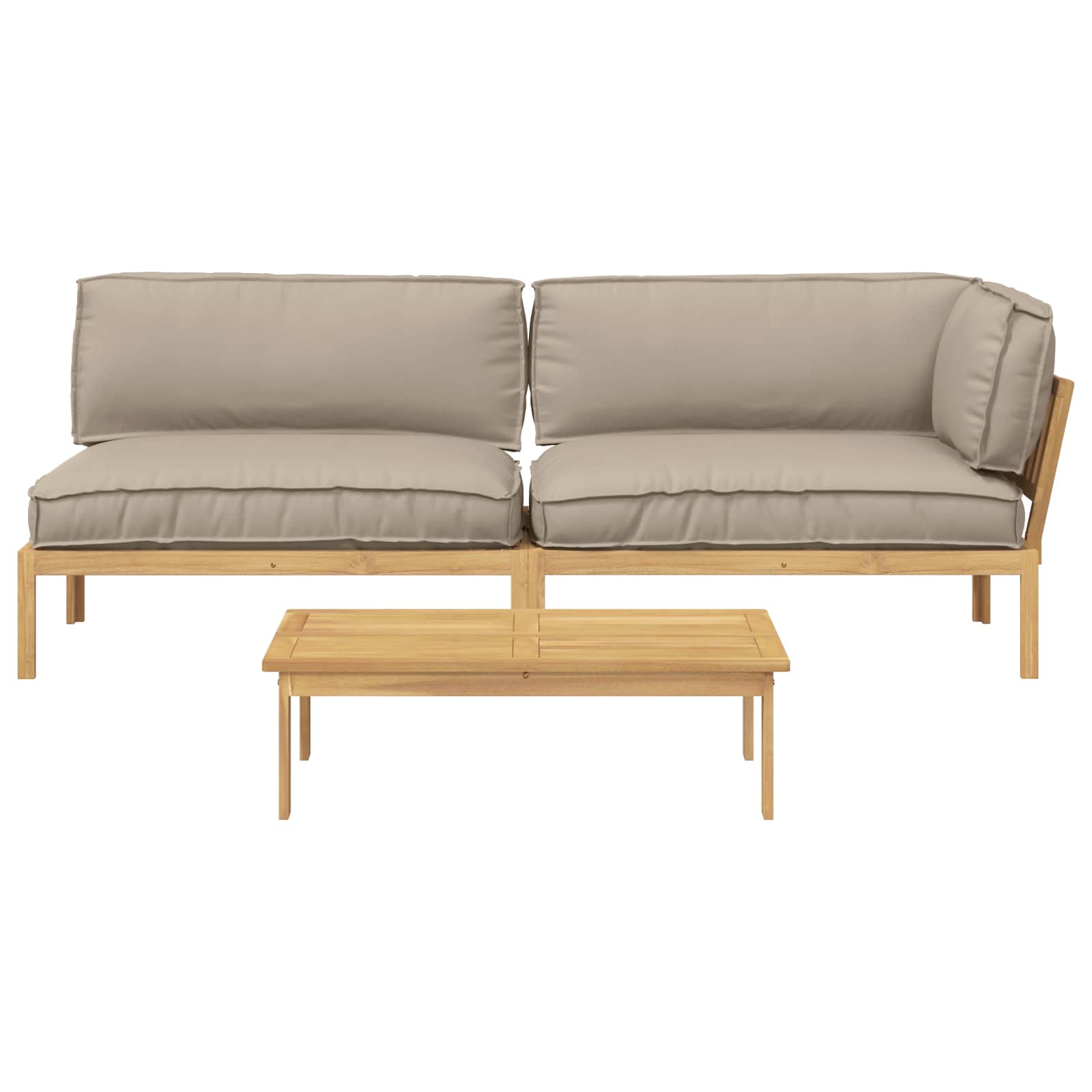 Bankstel met kussen Effen 3 pcs Taupe Massief Acaciahout image 10