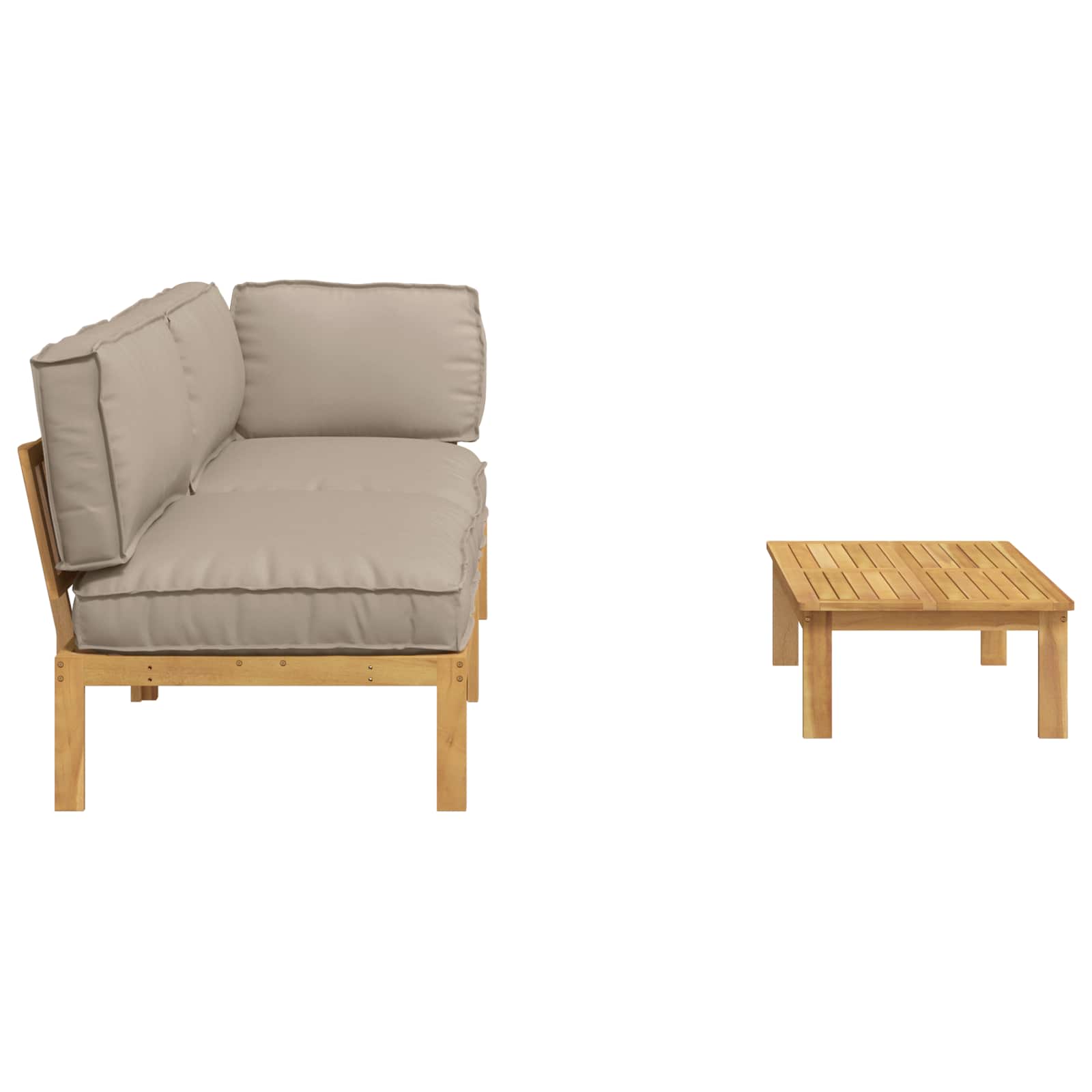 Bankstel met kussen Effen 3 pcs Taupe Massief Acaciahout image 11