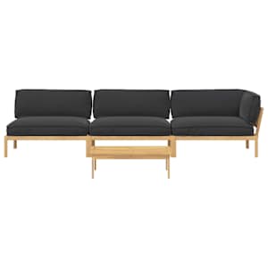 Set pohovek s polštářem 4 pcs Černá Masivní akátové dřevo - obrázek 10