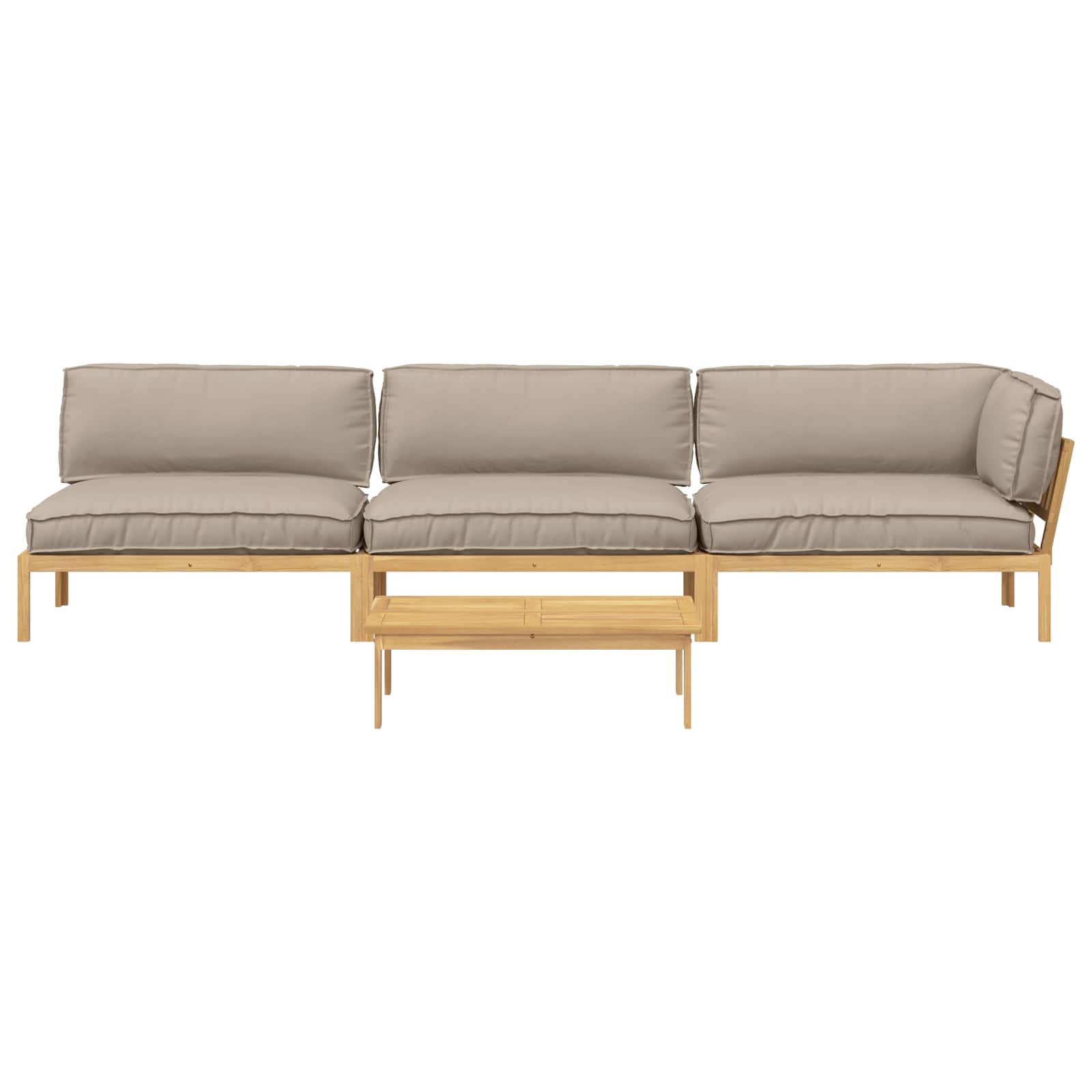 Bankstel met kussen Effen 4 pcs Taupe Massief Acaciahout image 10