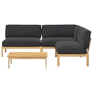 Set pohovek s polštářem 4 pcs Černá Masivní akátové dřevo - obrázek 10