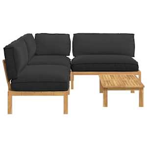 Set pohovek s polštářem 4 pcs Černá Masivní akátové dřevo - obrázek 11