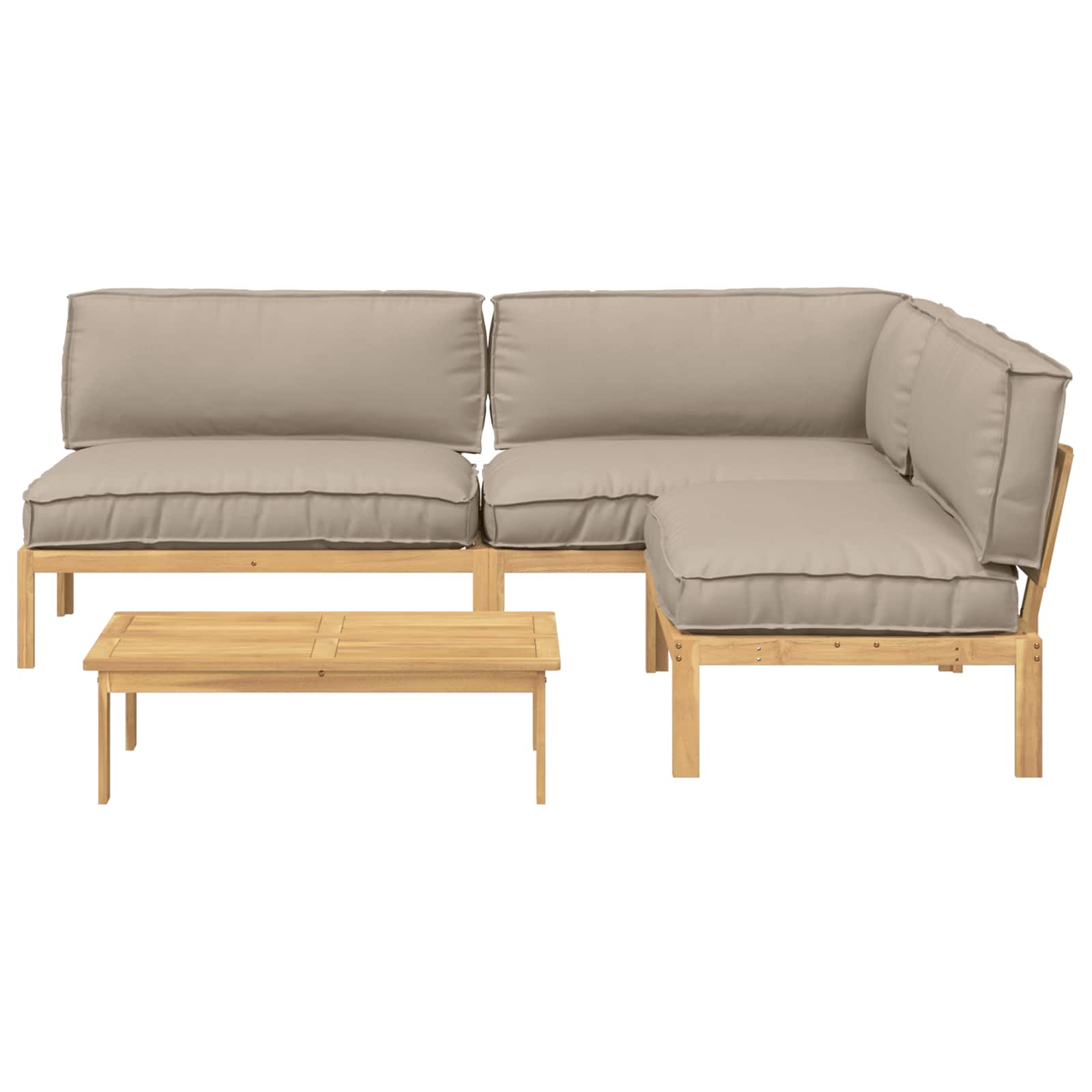 Bankstel met kussen Effen 4 pcs Taupe Massief Acaciahout image 10