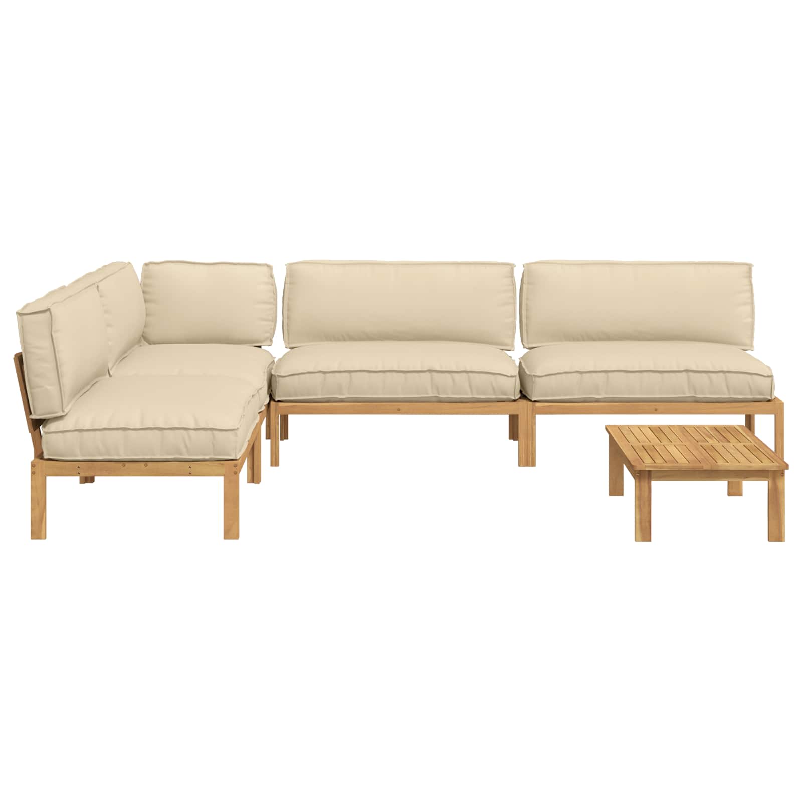 Bankstel met kussen Effen 5 pcs Beige Massief Acaciahout image 11