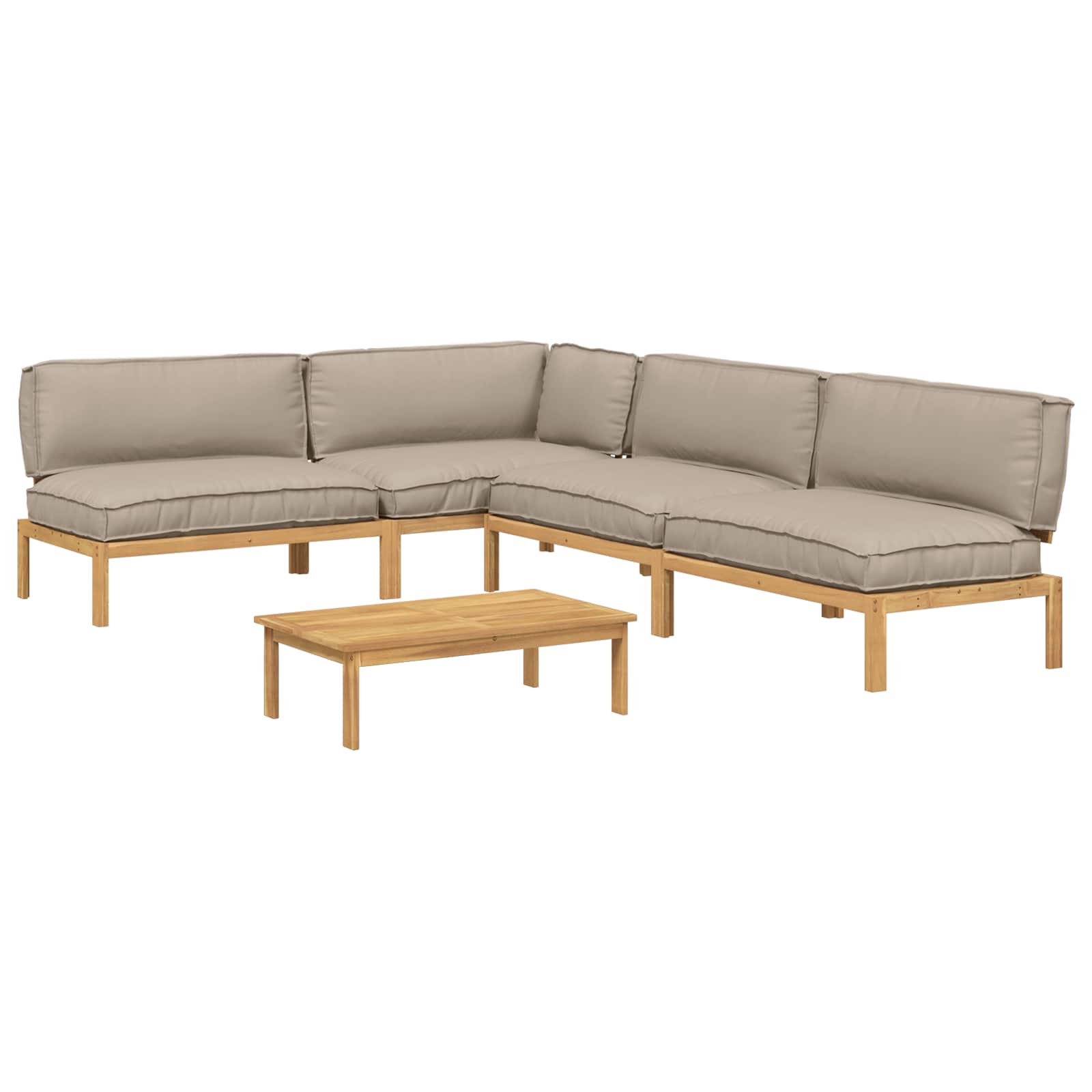 Kavčna garnitura z blazino 5 pcs Taupe Masiven les akacije