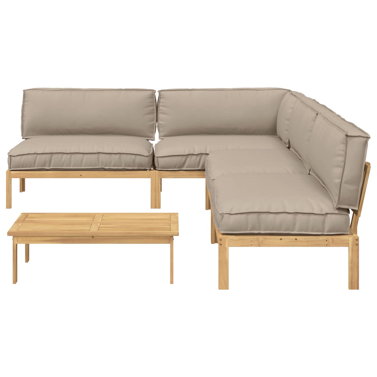 Kavčna garnitura z blazino 5 pcs Taupe Masiven les akacije