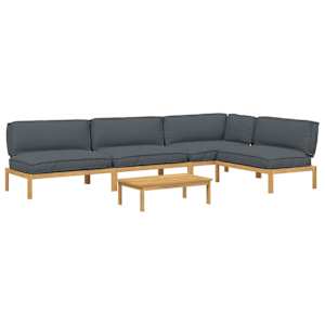 Set pohovek s polštářem 5 pcs Antracit Masivní akátové dřevo - obrázek 2