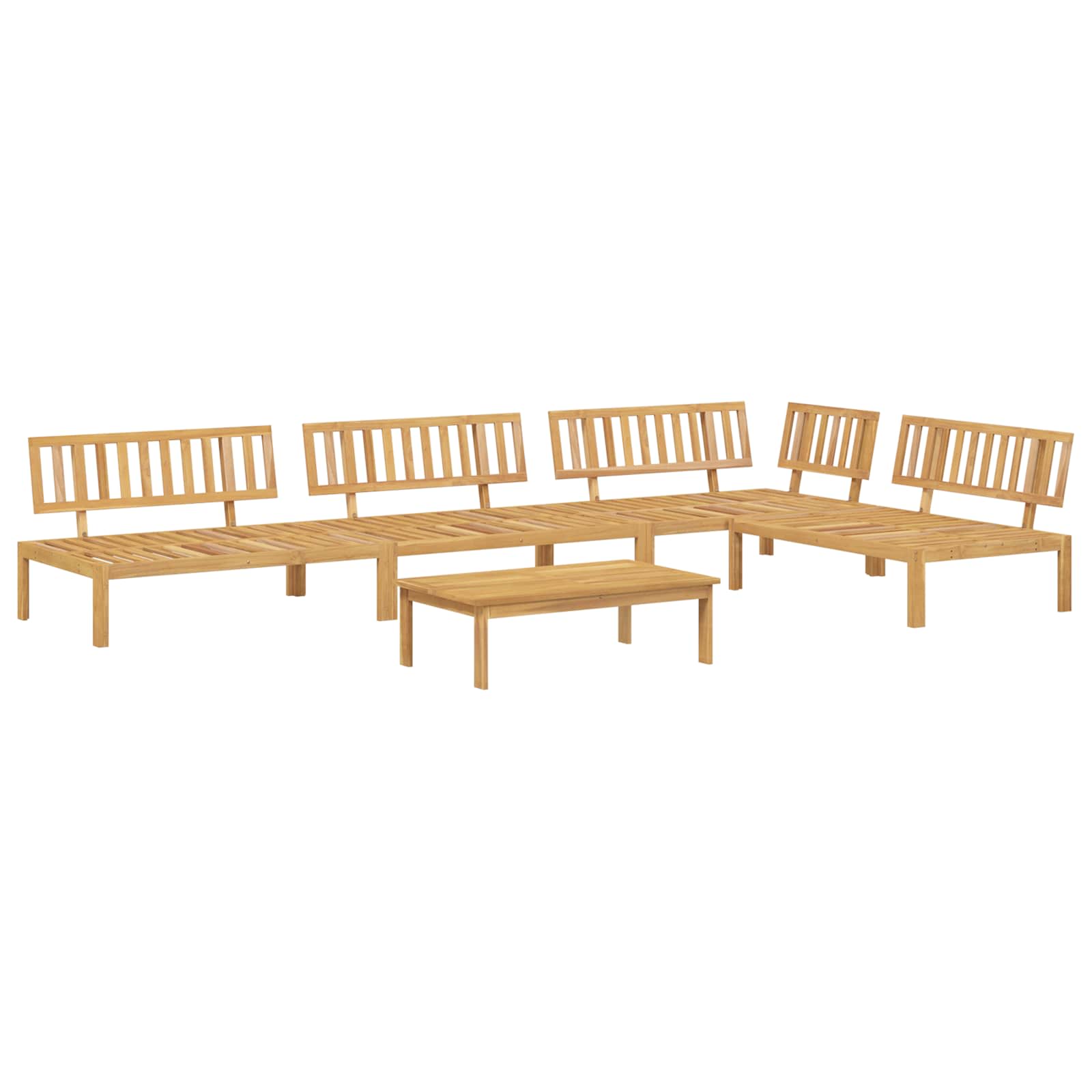 Bankstel met kussen Effen 5 pcs Beige Massief Acaciahout image 3