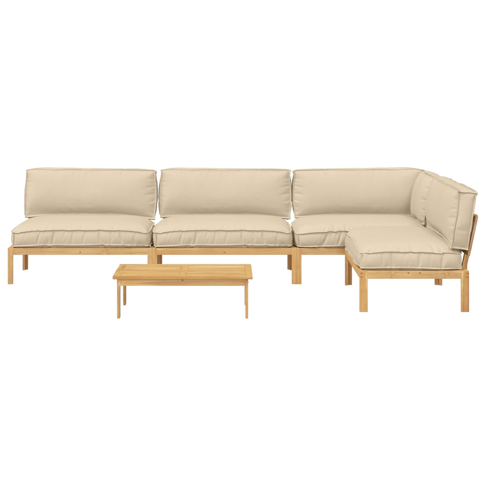 Bankstel met kussen Effen 5 pcs Beige Massief Acaciahout image 10