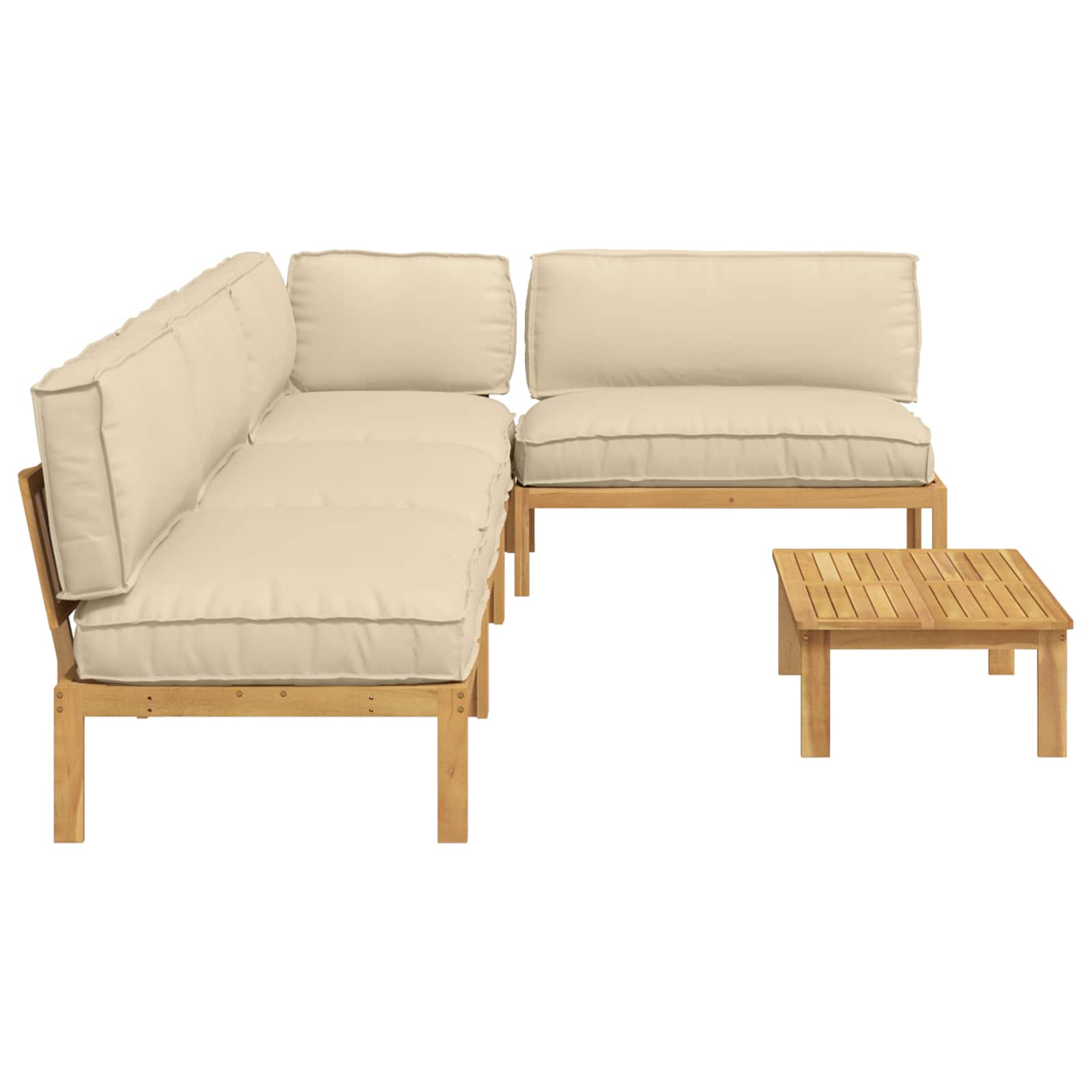 Bankstel met kussen Effen 5 pcs Beige Massief Acaciahout image 11
