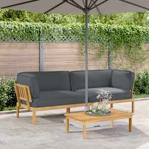 Kavčna garnitura z blazino 2 pcs Antracit Masiven les akacije