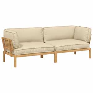 Set pohovek s polštářem 2 pcs Béžová Masivní akátové dřevo - obrázek 2